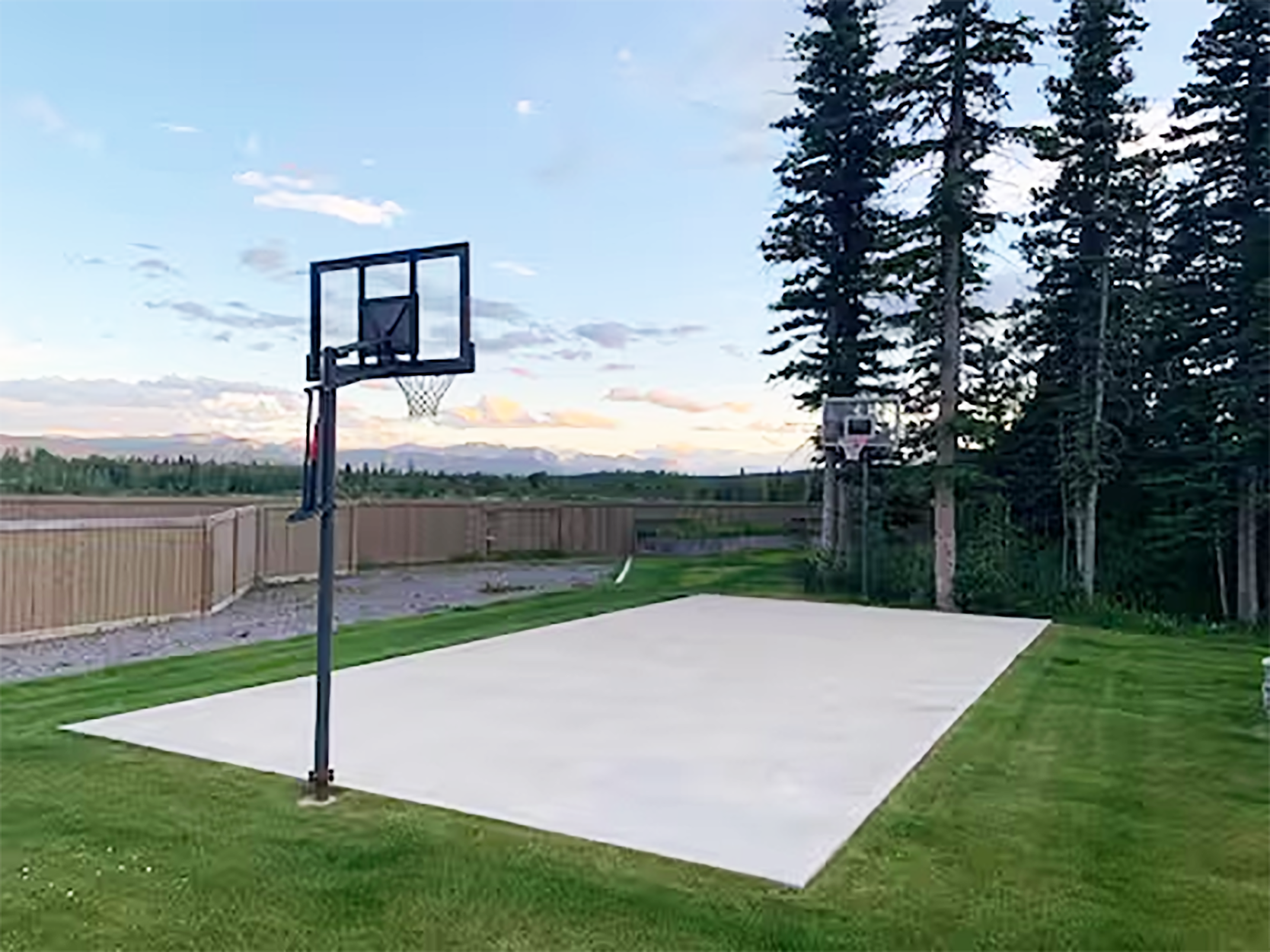 Private basketball court on the lawn